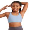 CRZ YOGA Girls Butterluxe Cross Back Sports Bra - Yoga Athletic Casual Tops Scoop Neck Padded Crop Kids Teen Cambric Blue Small view 1