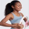 CRZ YOGA Girls Butterluxe Cross Back Sports Bra - Yoga Athletic Casual Tops Scoop Neck Padded Crop Kids Teen Cambric Blue X-Small view 4