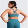CRZ YOGA Girls Butterluxe Cross Back Sports Bra - Yoga Athletic Casual Tops Scoop Neck Padded Crop Kids Teen Borealis Green Small view 2