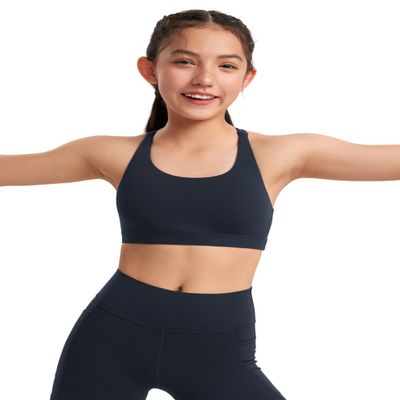 CRZ YOGA Girls Butterluxe Cross Back Sports Bra True Navy Small