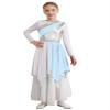 Shinsto Kids Girls Metallic Gold Color Block Long Sleeve Praise Dance Dress Worship Robe Liturgical Lyrical Costume D0085#LightBlue 10 Years view 1