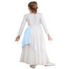 Shinsto Kids Girls Metallic Gold Color Block Long Sleeve Praise Dance Dress Worship Robe Liturgical Lyrical Costume D0085#LightBlue 10 Years view 2