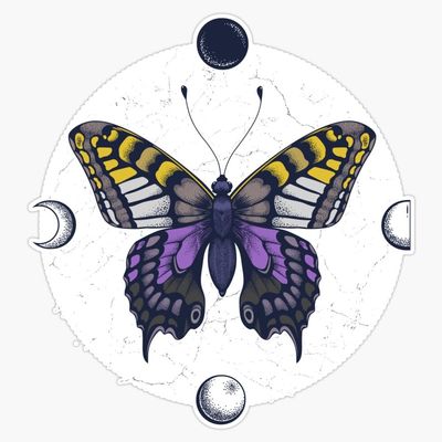 Nonbinary Butterfly Bumper Sticker Vinyl Decal 5"