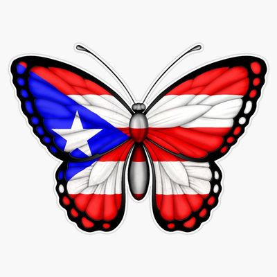 Puerto Rican Flag Butterfly Bumper Sticker Vinyl Decal 5"