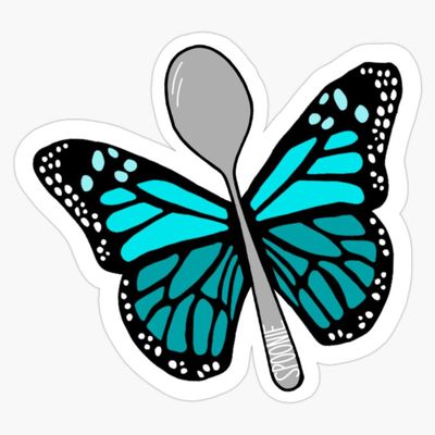 Blue Monarch Spoonie Butterfly Bumper Sticker Vinyl Decal 5"