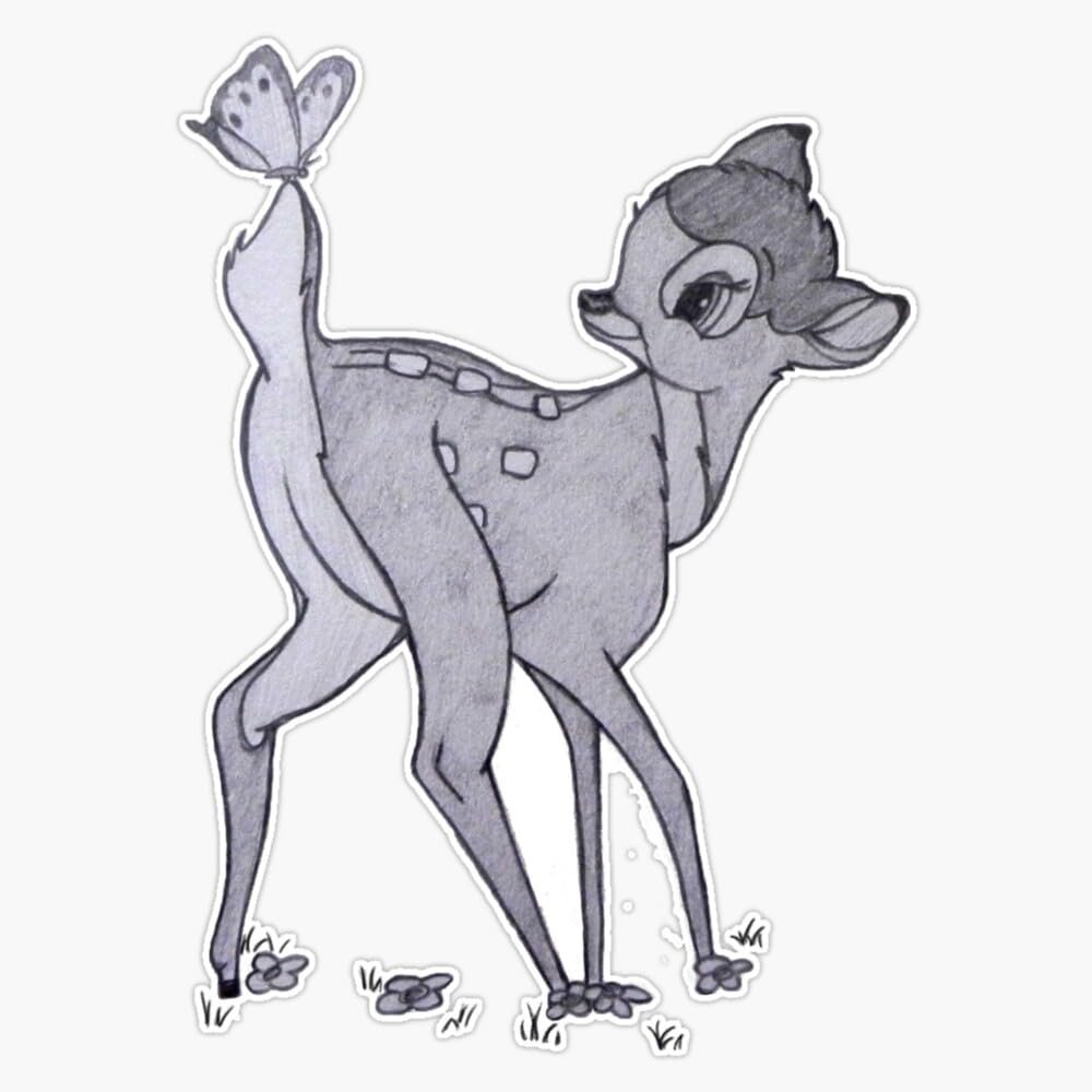 Bambi and The Butterfly Bumper Sticker Vinyl Decal 5"