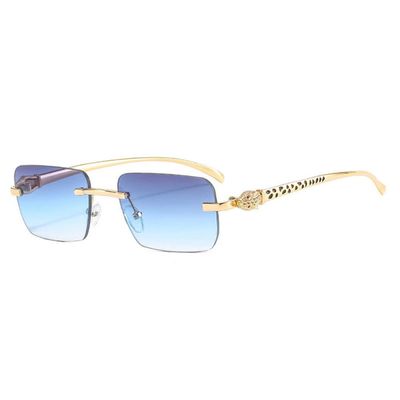 Fashion Sunglasses Women Retro Rimless Gradient Sun Glasses Cutting Lens Ladies Frameless Eyeglasses,C11 BlueGra Gold,One size