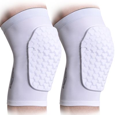 COOLOMG Basketball Knee Pad for Kids Youth Adult, Compression Anti-slip Knee Sleeve for Volleyball Football, Sports Knee Protector (1 Pair) White L
