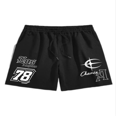 Men's Shorts Guys Letter Graphic Drawstring Waist Shorts Shorts for menMIELEU (Color : Black, Size : Small)