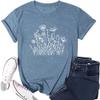 Graphic Tees for Women Cute Printed Floral Cotton T Shirts Casual Adventure Camping Comfy Shirt Top,Ink XL