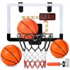 MejorChoy Indoor Wall-Mounted Basketball Hoop Set for Kids for Door Wall Room with 3 Balls Electronic Scoreboard and Sounds, with LED Lights view 1