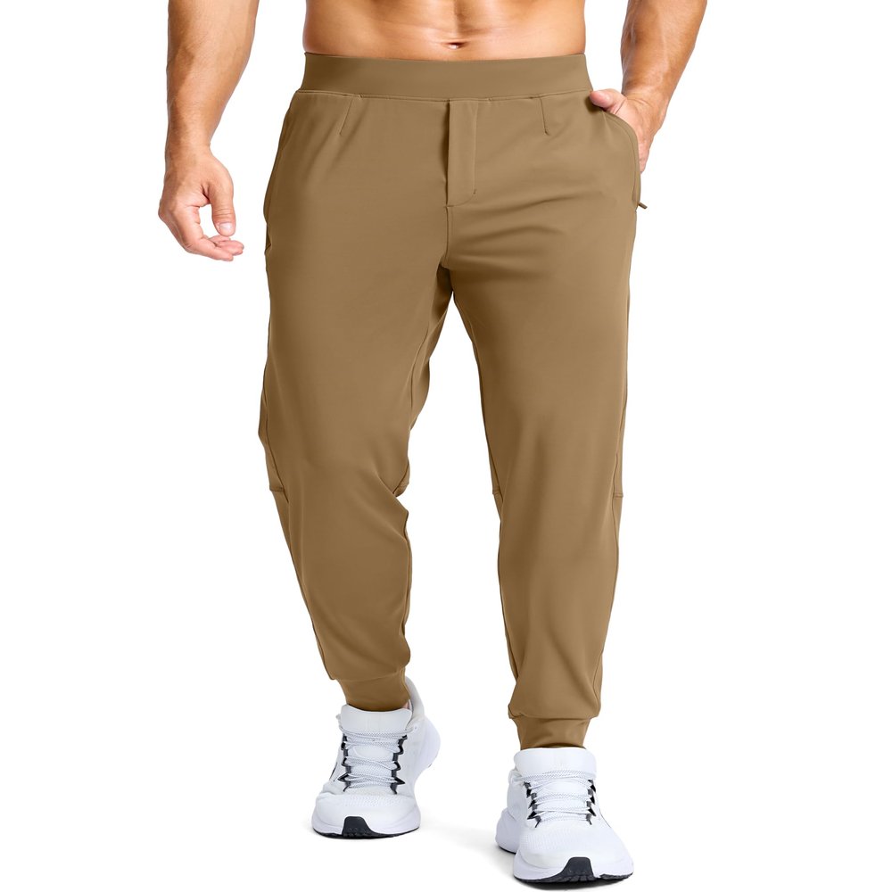 G Gradual Men's Golf Joggers Pants with Zipper Pockets Stretch Sweatpants Slim Fit Track Pants Joggers for Men Work Running (Dark Khaki, XS)