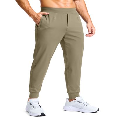 Men's Golf Joggers Pants with Zipper Pockets Stretch Sweatpants Slim Fit Track Pants Joggers for Men Work Running (Bronze Green, XS)
