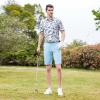 Men's Golf Shirts Dry Fit Short Sleeve Print Performance Moisture Wicking Patterned Polo Shirt for Men view 3