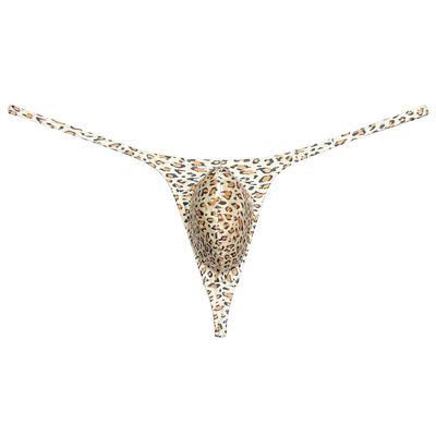 Botmois Sexy Men's Spandex G-String Thong Underwear Male Contour Pouch Swim Bikini Sports Posing Tangas Mini T-back Flesh Leopard L