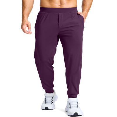 G Gradual Men's Golf Joggers Pants with Zipper Pockets Stretch Sweatpants Slim Fit Track Pants Joggers for Men Work Running (Wine, XS)