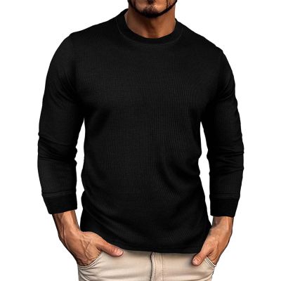 Mens Dress Crew Neck Sweater Slim Fit Lightweight Long Sleeve Sweater Crewneck Pullover Sweaters Classic Casual Knitted Cable Sweaters with Ribbing Retro Argyle Sweater Loose Crewneck Pullover