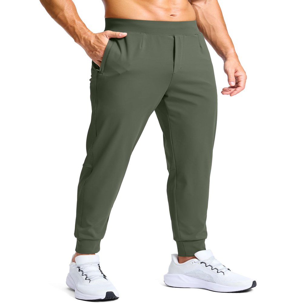 Men's Golf Joggers Pants with Zipper Pockets Stretch Sweatpants Slim Fit Track Pants Joggers for Men Work Running (Sage, XS)