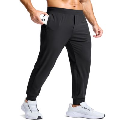 G Gradual Men's Golf Joggers Pants with Zipper Pockets Stretch Sweatpants Slim Fit Track Pants Joggers for Men Work Running (Black, XS)