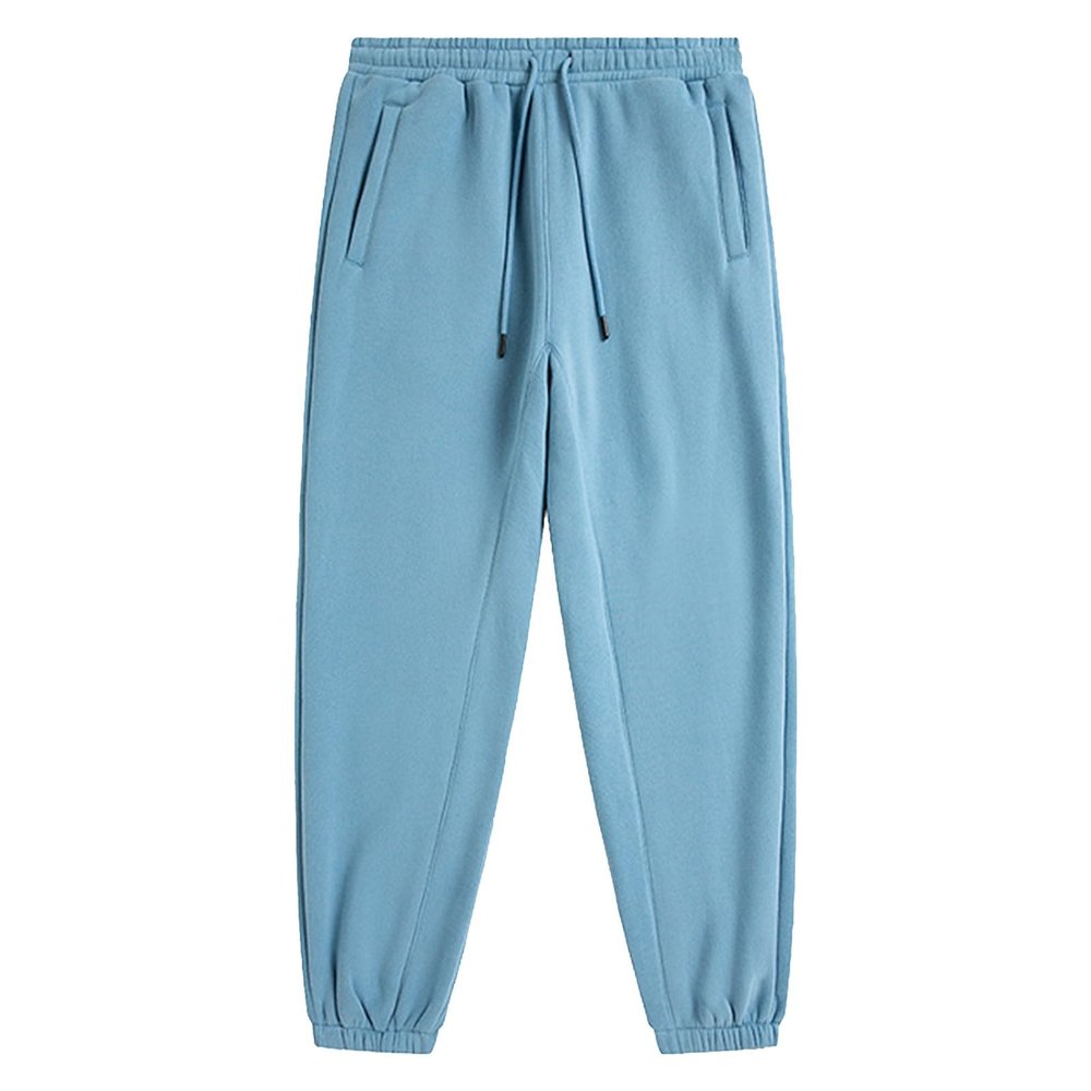 Mens Lightweight Sweatpants Loose Fit Open Bottom Mesh Athletic Pants with Zipper Pockets Blue