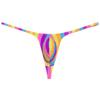 Botmois Sexy Men's Spandex G-String Thong Underwear Male Contour Pouch Swim Bikini Sports Posing Tangas Mini T-back 2-Pack(Big Pink Srtipe,Blue Flower) XL view 2