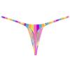 Botmois Sexy Men's Spandex G-String Thong Underwear Male Contour Pouch Swim Bikini Sports Posing Tangas Mini T-back 2-Pack(Big Pink Srtipe,Blue Flower) XL view 4