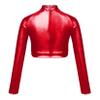 JanJean Little Big Girls Long Sleeve Mock Neck Ballet Gymnastic Crop Top Athletic T-Shirt Top Yoga Cheerleading Dancewear Burgundy A 10 Years view 2