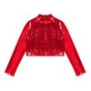 JanJean Little Big Girls Long Sleeve Mock Neck Ballet Gymnastic Crop Top Athletic T-Shirt Top Yoga Cheerleading Dancewear Burgundy A 10 Years view 3