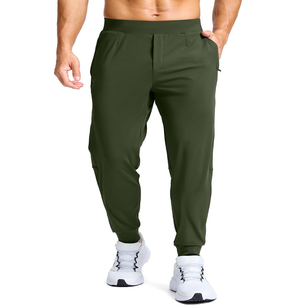 G Gradual Men's Golf Joggers Pants with Zipper Pockets Stretch Sweatpants Slim Fit Track Pants Joggers for Men Work Running (Olive, XS)