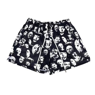 DIOTSR Mens Graphic Print Shorts Cool Mesh Basketball Shorts Casual Flat Front Shorts Summer Drawstring (Black,X-Small)
