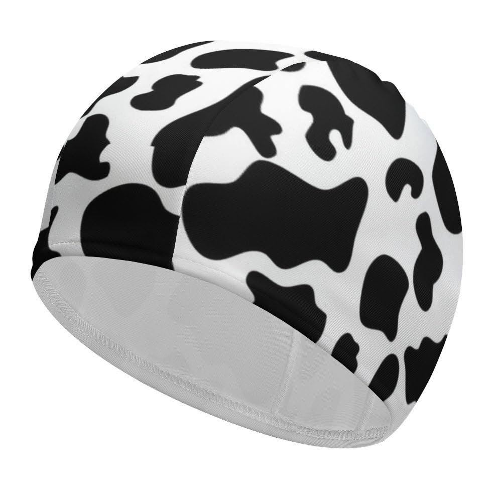 CTOITLKF Swimming Hat, Black and White Cow Print Swimming Cap, Bathing Caps for Long Short Hair