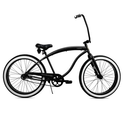 MICARGI Largo 26-inch Beach Cruiser Bike, 1-Speed, High Rise Handlebar, Three Piece Cranksets, Fat Alloy Rim 80mm,26x4.0 Fat Tire Bike, Bike for Adults, Complete Cruiser Bikes (Matte Black)