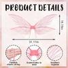 ALIBBON Fairy Wings Pink Transparent Fairy Wings Costume for Women, Butterfly Wings Princess Angel Elf Dress Up Accessories for Halloween Xmas Party Cosplay Costume Holiday Decorations view 2