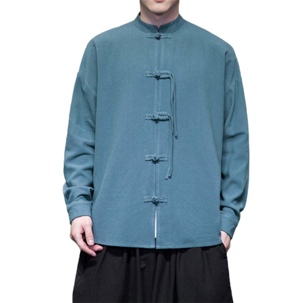 Men Chinese Traditional Tang Shirt Tai Chi Kung Fu Frog Button Top Kung Fu Jacket Clothing Chinese Traditional Tai Chi Qi Gong Martial Arts Cloths Apparel Clothing