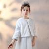 BESTORI Flower Girl Faux Fur Shawl Wraps Princess Cape Wedding Bridesmaid Bolero Shrug Party Dress Up White view 3