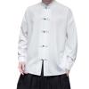Mens Oriental Tai Chi Kung Fu Asian Chinese Top Jacket Coat Martial Art Cotton Shirts Chinese Traditional Long Sleeve Tang Kung Fu Tops Mandarin Collar Frog-Button up Shirt view 1