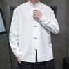 Mens Oriental Tai Chi Kung Fu Asian Chinese Top Jacket Coat Martial Art Cotton Shirts Chinese Traditional Long Sleeve Tang Kung Fu Tops Mandarin Collar Frog-Button up Shirt view 3