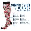 Wusikd Christmas Santa Claus Compression Socks for Women and Men Circulation Poinsettia Long Socks for Athletic Running 1 view 4