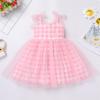 Baby Girls 1st Birthday Outfit Pink Gingham Tulle Tutu Dress Sleeveless Spaghetti Straps Bowknot Decor Pink and White Plaid Princess Party Cake Smash Clothes for Photo Shoot Pink Checkered 5-6 Years view 2