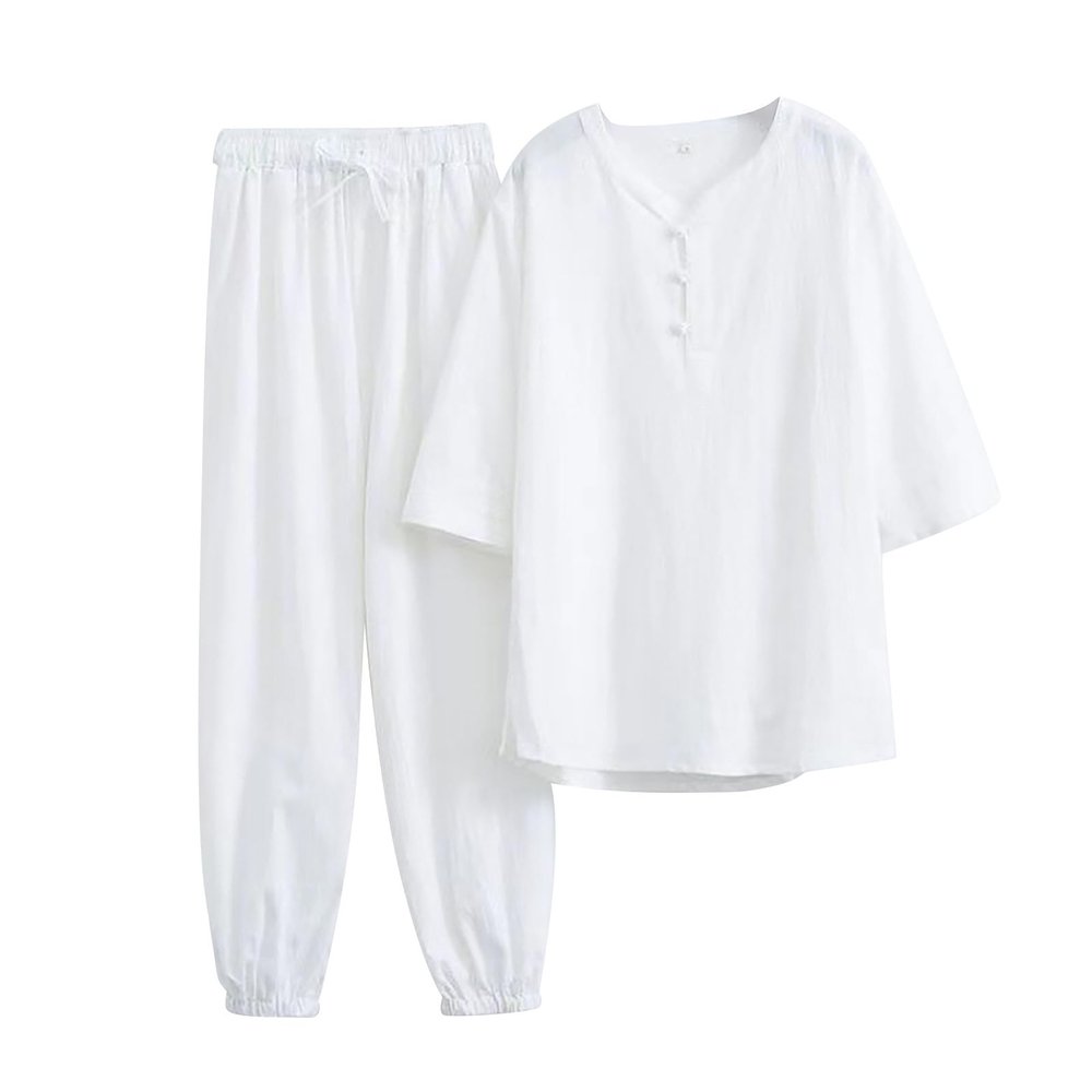 Mens 2 Piece Outfit Casual 3/4 Sleeve T Shirts and Beach Loose Jogger Pant Sets Hawaiian Matching Set Summer 2 Piece Outfits Sportwear Ladies Fall Winter Clothing