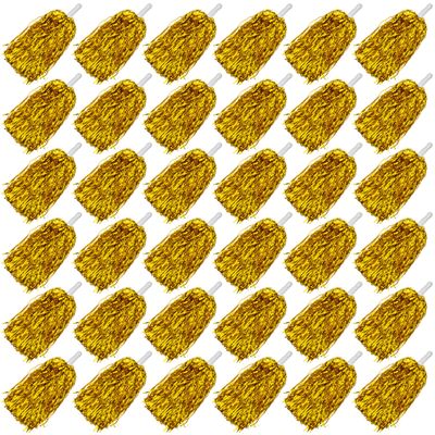 36PCS Cheerleading Pom Poms with Metallic Foil Plastic Baton Handle for Game Sports Squads Dancing Football Basketball Club Spirit Sports Stage Performance Celebration (Gold)