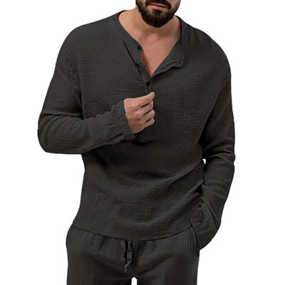 Men's Henley Shirts Long Sleeve Pleated Breathable Casual Tops Outdoor Camping Mountain Hiking Fall Fashion 2024 Outfits
