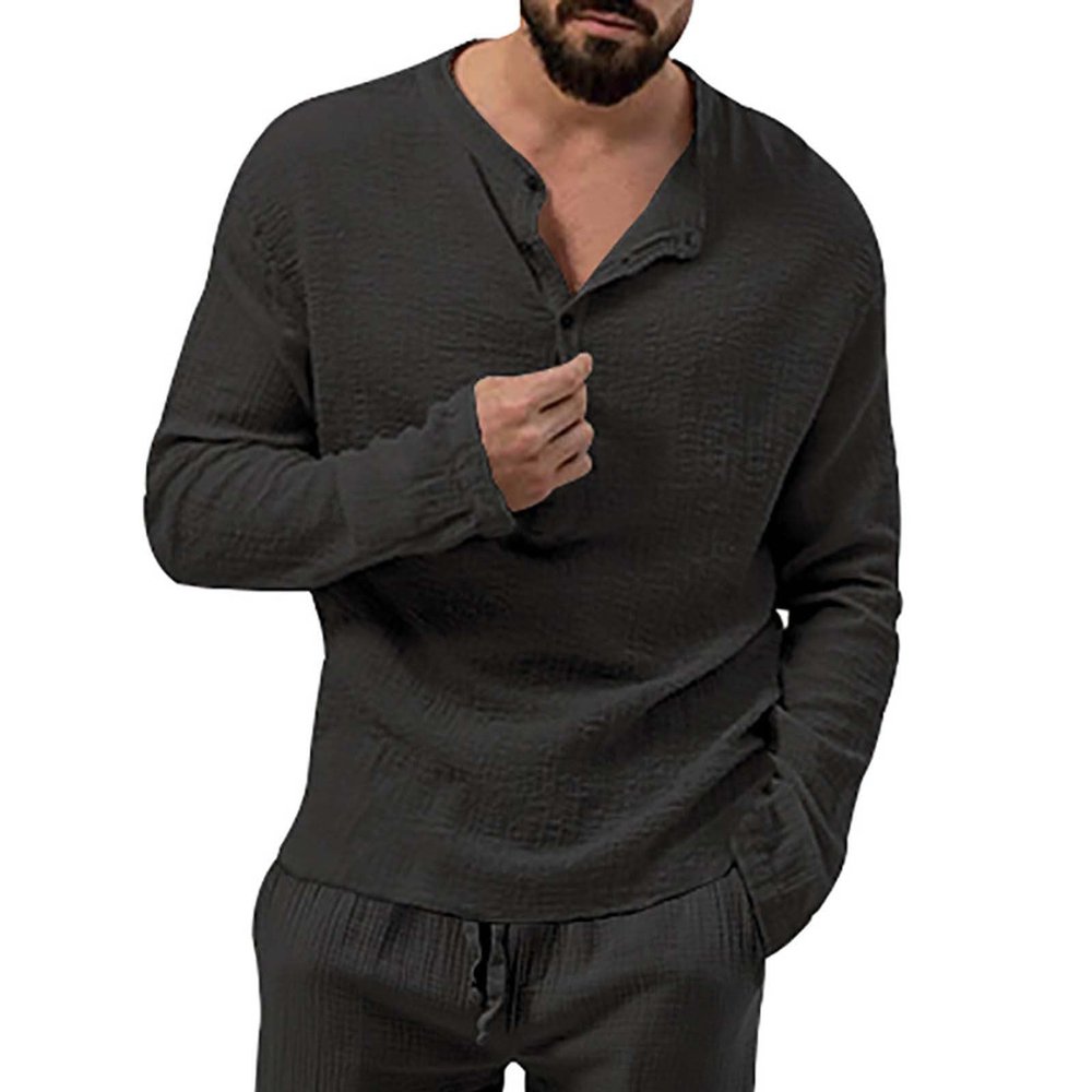 Men's Henley Shirts Long Sleeve Pleated Breathable Casual Tops Outdoor Camping Mountain Hiking Fall Fashion 2024 Outfits