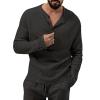 Men's Henley Shirts Long Sleeve Pleated Breathable Casual Tops Outdoor Camping Mountain Hiking Fall Fashion 2024 Outfits view 1