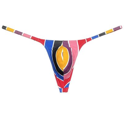 Botmois Men's Micro G-Strings Bikini Underwear Male Slim Pouch Swim Thong Minimal Coverage Posing Tangas Spandex T-back Big Red Stripe M