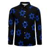 Israel Flag Hexagram Men's Long-Sleeve Button Down Shirts Hawaiian Beach Shirt Casual Blouse Top 5XL view 4