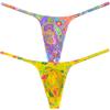 Botmois Men's Micro G-Strings Bikini Underwear Male Slim Pouch Swim Thong Minimal Coverage Posing Tangas Spandex T-back 2-Pack(Mess Twine Pattern,Yellow Fern Leaf) L view 1