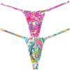 Botmois Men's Micro G-Strings Bikini Underwear Male Slim Pouch Swim Thong Minimal Coverage Posing Tangas Spandex T-back 2-Pack(Graffiti LettersGreen Twine Pattern) L view 1