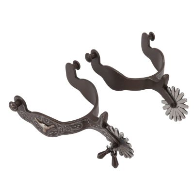 1 Pair Unisex Adult Spurs, Engraved Boots Spur with Vintage Pattern Horse Spurs, 7.6Cm/2.99in Internal Diameter Of U Shaped Mouth for Worn At the Heel to Drive the Horse Forward When Riding