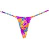 Botmois Men's Micro G-Strings Bikini Underwear Male Slim Pouch Swim Thong Minimal Coverage Posing Tangas Spandex T-back 2-Pack(Purple Fern Leaf,Red Chilli) L view 2